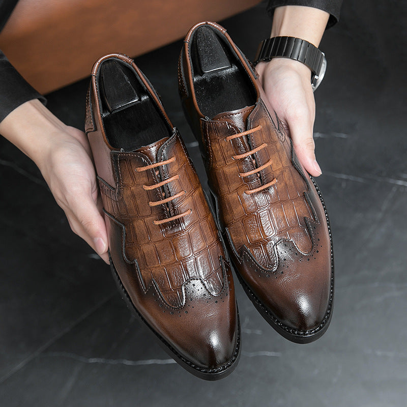 Hairstylist Leather Shoes Men's Large Size Business Formal Casual Shoes Men's British Style Groom's Wedding Shoes Suit Men's Shoes