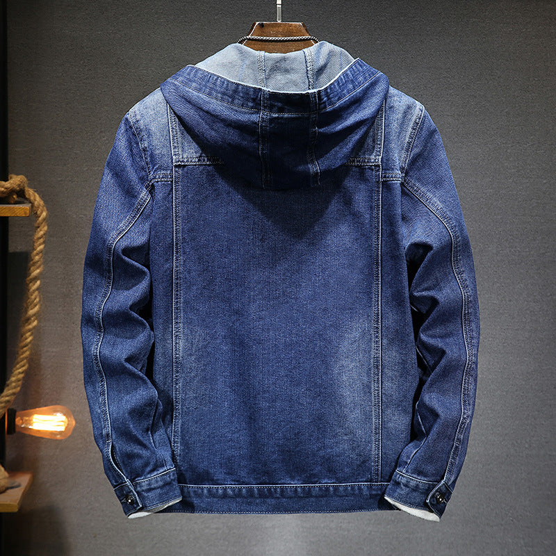 2026 Spring New Trendy Men's Jackets Youth Men's Outerwear Windproof Slim Fit Hooded Denim Jacket for Men