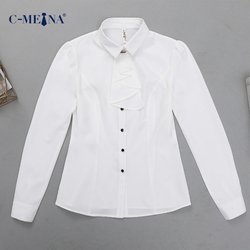 Summer New Women's Long-Sleeved Women's Shirts, Feminine Work Clothing, Slim Fashion Chiffon Shirts, Tops, Professional Wear