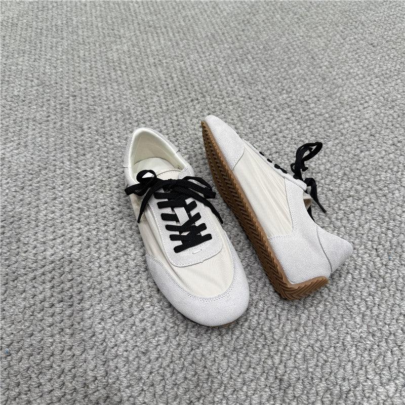 Women's Casual Flat Shoes 2025 Summer New Versatile Color-Blocking Sports Lace-Up Sneakers Women's Shoes