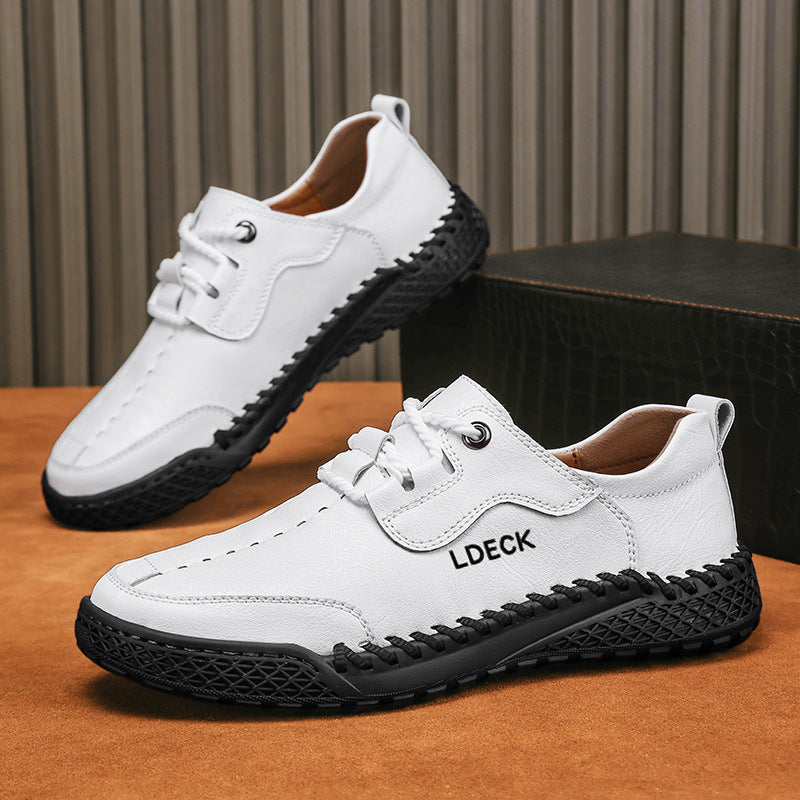 Cross-Border Independent Station Large Size Thick-Soled Outdoor Casual Leather Shoes for Men Amazon's Popular Men's Loafers Casual Men's Shoes