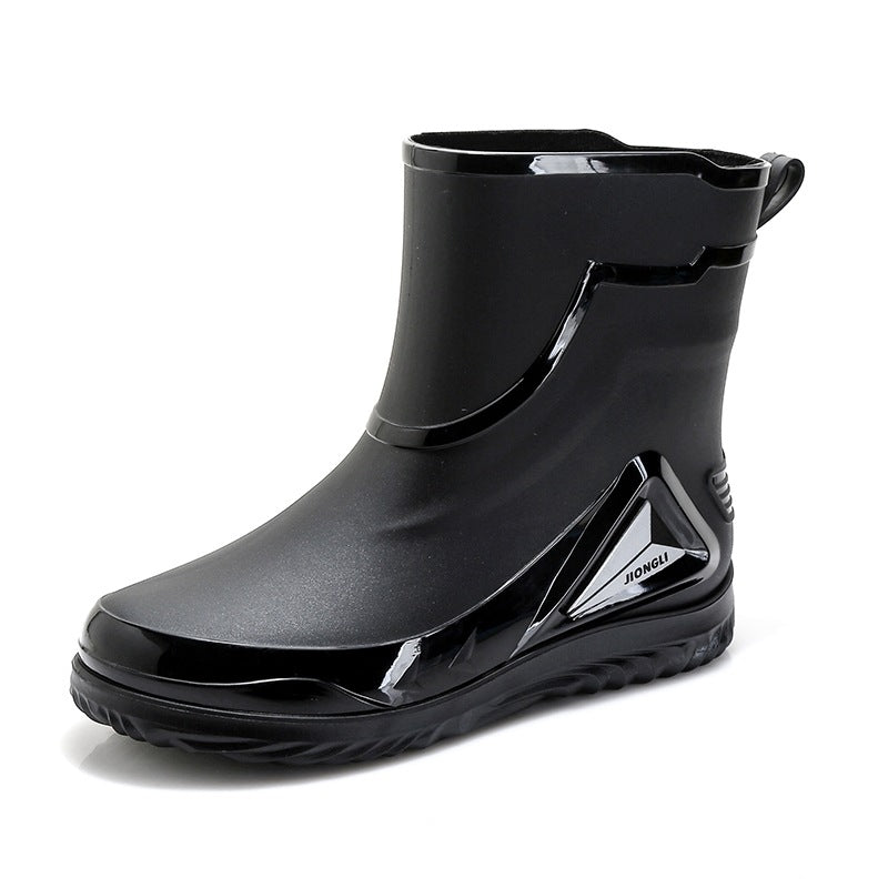 Rain Boots men's closed new waterproof shoes outdoor water boots kitchen non-slip work rubber shoes plus velvet cotton warm rain boots