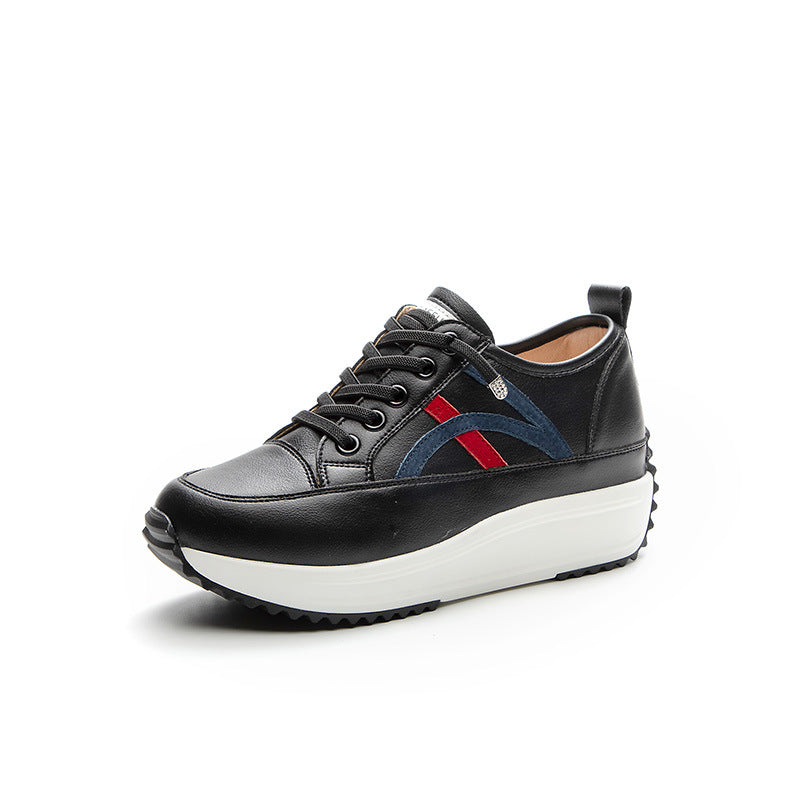 Women's White Sneakers with Hidden Height Increase, 2026 Spring New Casual Sports Shoes, Lightweight Platform Thick-Soled Dad Shoes for Women