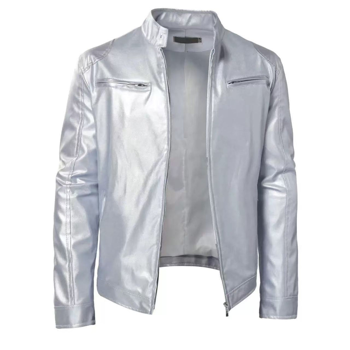 Foreign Trade European and American Men's Leather Jackets for Men and Teenagers Stand-Up Collar Punk Men's Motorcycle Leather Jackets Wholesale