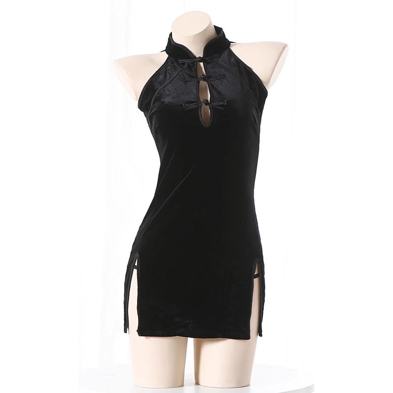 Red Cheongsam Sexy Pajamas Pure Lust Style Fun Nightgown Bed Sexy Abstinence Style Sexy Temptation Hip Skirt