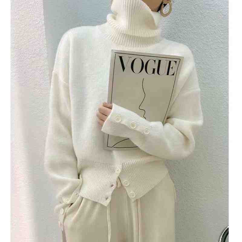 Autumn and Winter New High-End High-Neck Pullover Sweater for Women with Niche and Unique Design Knitted Sweater Tops