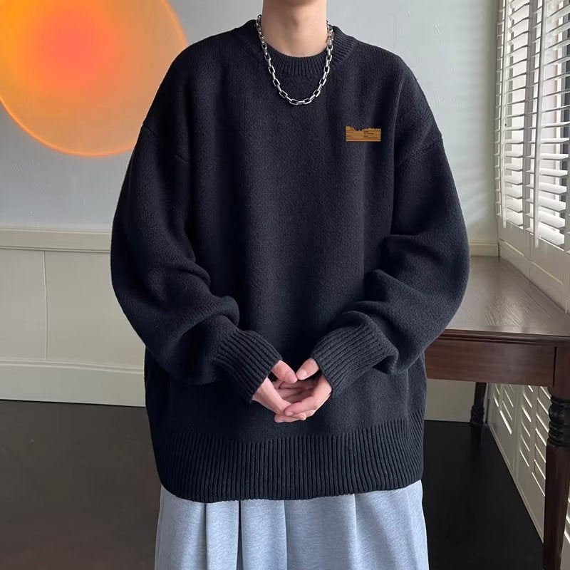 2023 sweater men's winter lazy pullover sweater fashion brand loose bottoming sweater coat casual all-matching