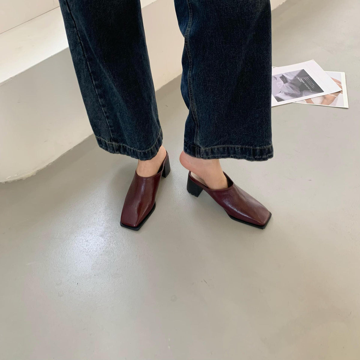 Niche Design Simple Slippers Korean Style Ladies High Heels 2025 Spring and Autumn New Distinctive Square Toe Fashion Single Shoes