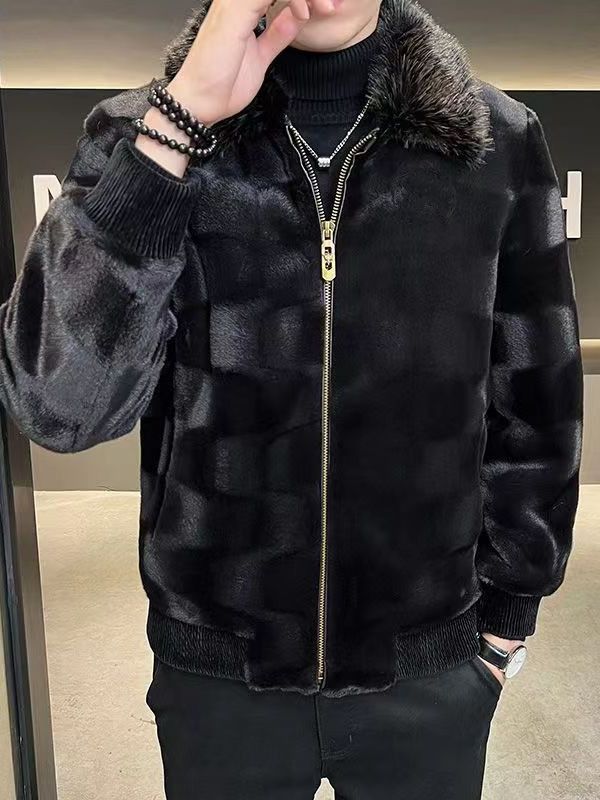 Haining fur coat men's mink fur coat whole mink artificial mink men's winter golden mink velvet coat manufacturer