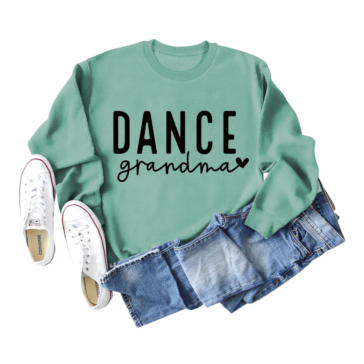 Amazon independent station Dance grandma love letter fashion loose round neck autumn and winter long sleeve sweater women