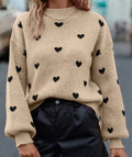 European and American Fashionable Autumn and Winter New Sweaters Long-Sleeved Round Neck Knitted Pullover Heart Loose Casual Women's Clothing