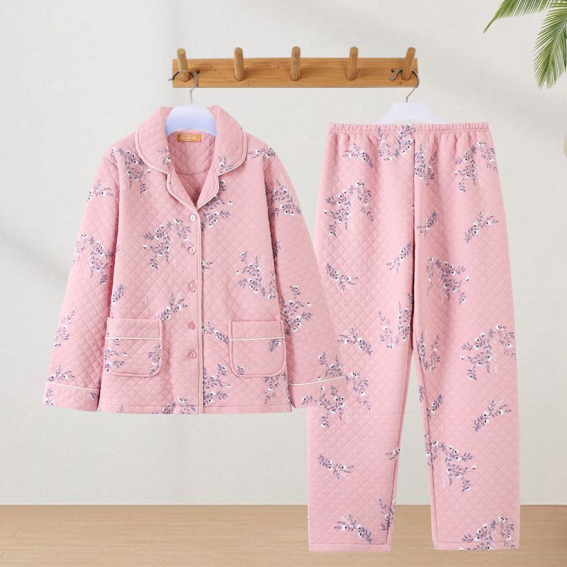 Winter Air cotton 100% cotton pajamas women's thick spring, autumn and winter home wear plus size outer wear interlayer