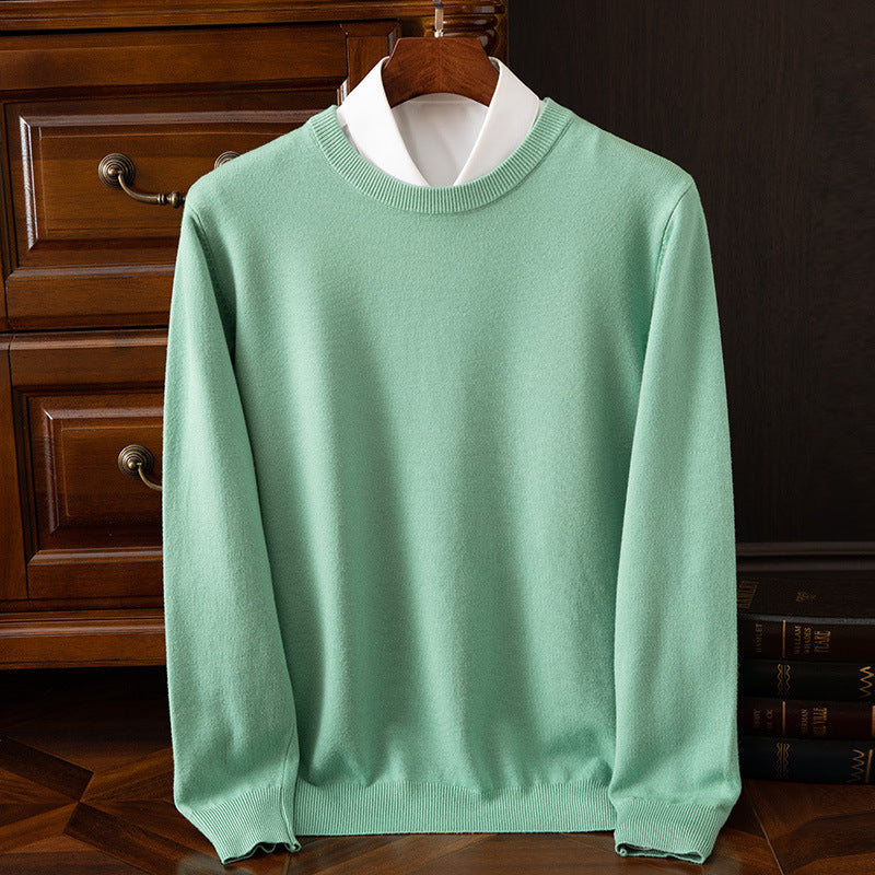 Autumn and Winter Classic Round Neck Men's Pullover Base Shirt Casual Business Knitwear Loose Fashion Solid Color Long Sleeve Sweater