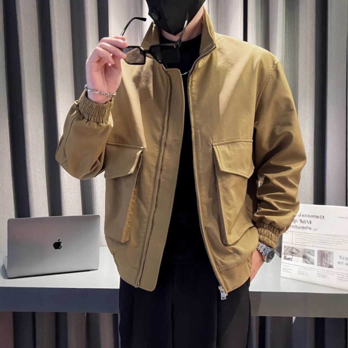 2025 New Work Jacket Men's Ins Trendy Casual Tops Handsome Men's Jackets Spring and Autum Stand-Up Collar Jackets
