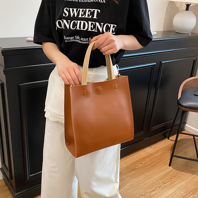 Popular Large Capacity Women's Bag Simple Western Style Trendy Commuter Handbag Texted Handbag Niche Tote Bag for Women