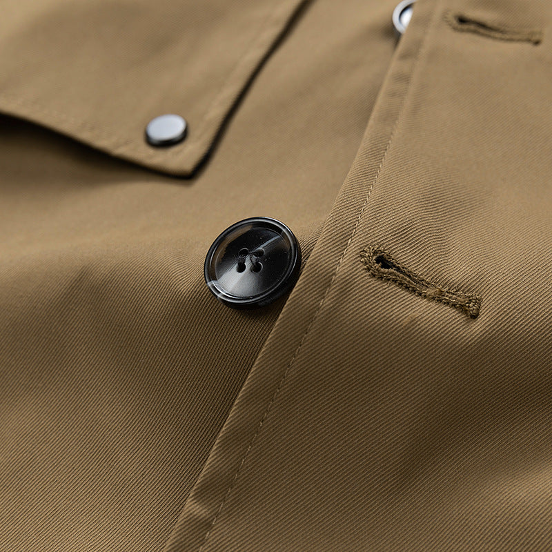 Men's Mid-length Balkan Lapel Coat Rivet Decorative Fashionable Coat Coat Everyday All-match British Style