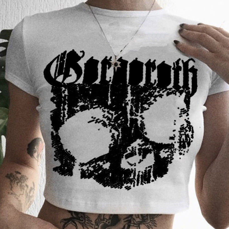 Short-Sleeved T-Shirts for Women with Exposed Navel, Sexy Slim-Fitting Hotties, European Tops, Trendy One-Piece