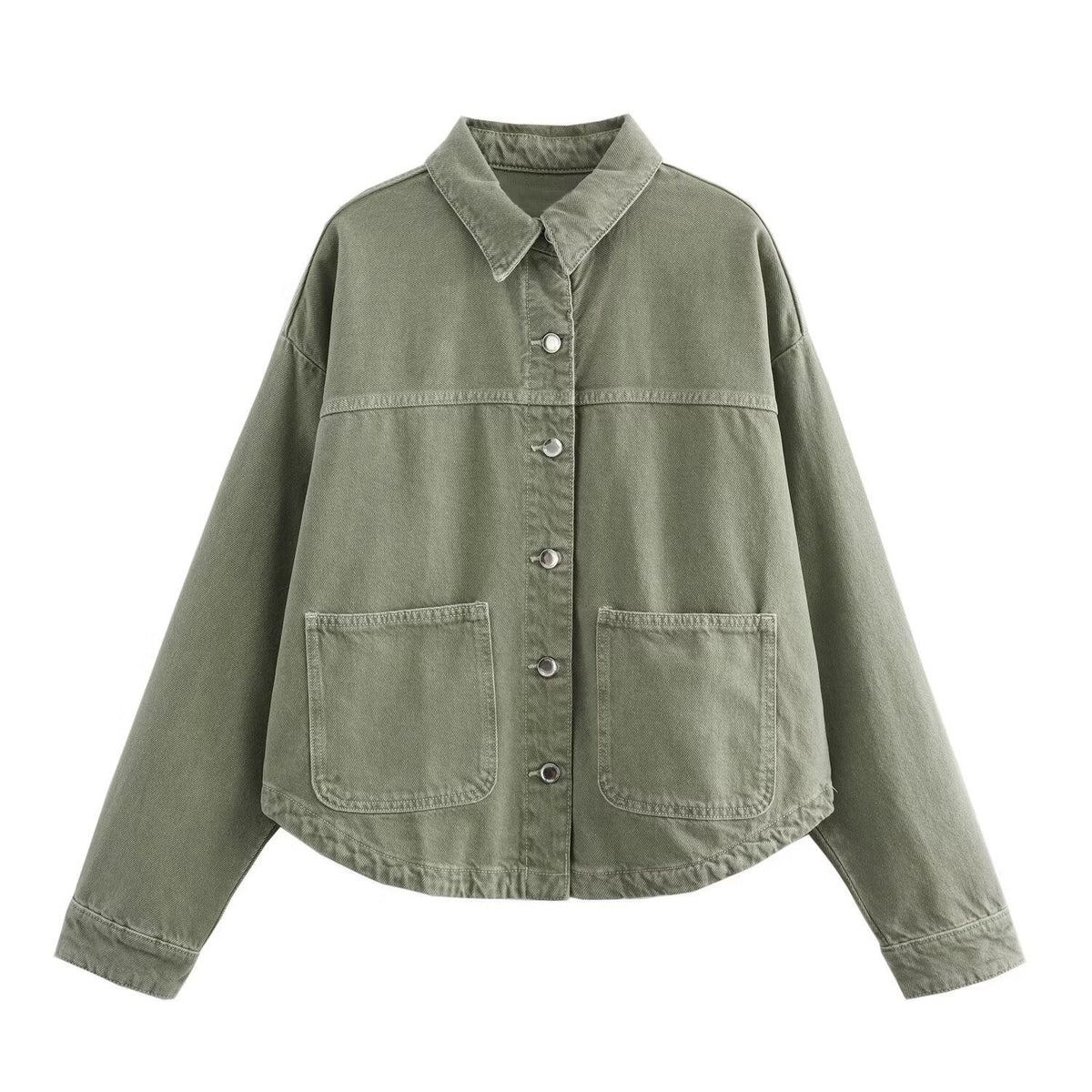 Aliexpress Exclusive New Women's Fashion Versatile Turn-Down Collar Single-Breasted Pocket Denim Shirt-Style Jacket
