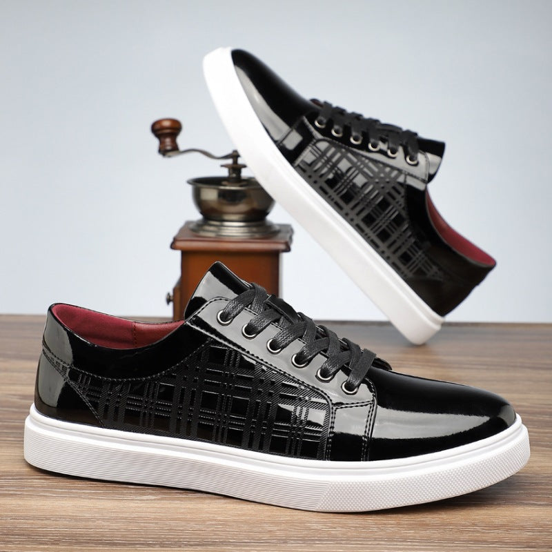 Men's Formal Fashion Pointed-Toe Patent Leather Low-Top Business Casual Shoes with Laces and Shiny Finish for Men 2501