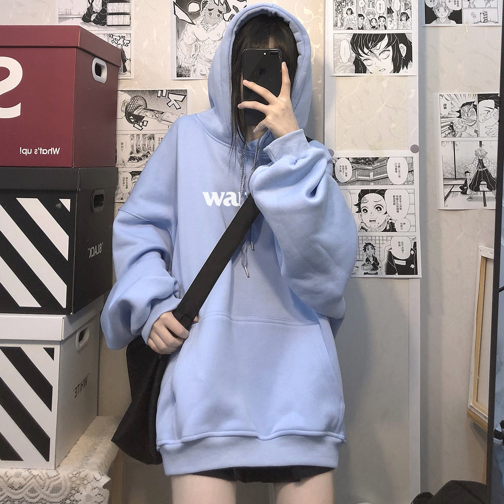 Pink Girl Hoodie Hooded Autumn and Winter fleece-lined Warm plus size Top hiphop Fashionable Girlfriend Sisters