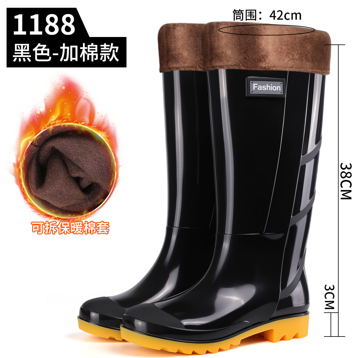 Men's Gray Plain Rain Boots, Labor Protection Boots, High Rain Boots, Protective Long-Tube Men's Water Shoes, Outdoor Camouflage Water Boots, Rubber Boots