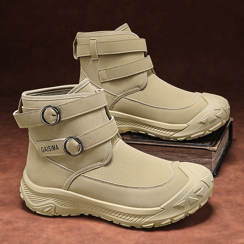 Autumn and Winter New Men's High-top Thick-soled Martins Trendy British Outdoor Tooling Casual Short Boots Live Anti-slip Men's Boots