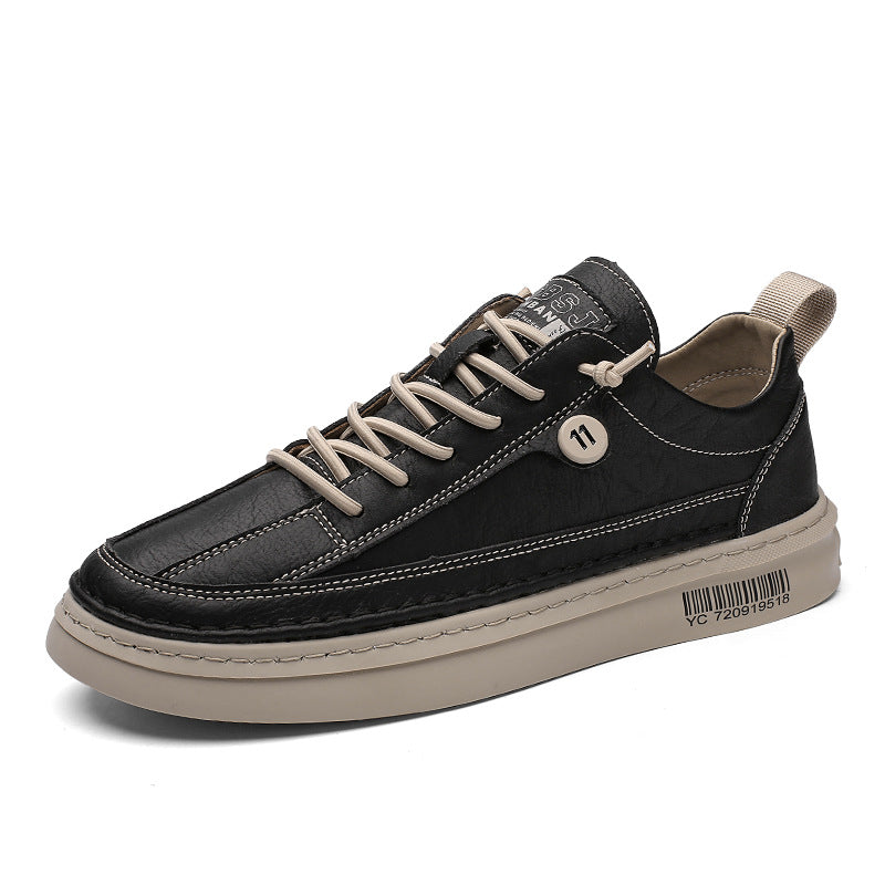 Autumn New Men's Versatile Korean-Style Sneakers, Comfortable and Lightweight Wholesale Casual Pu Men's Shoes, Trendy Brand