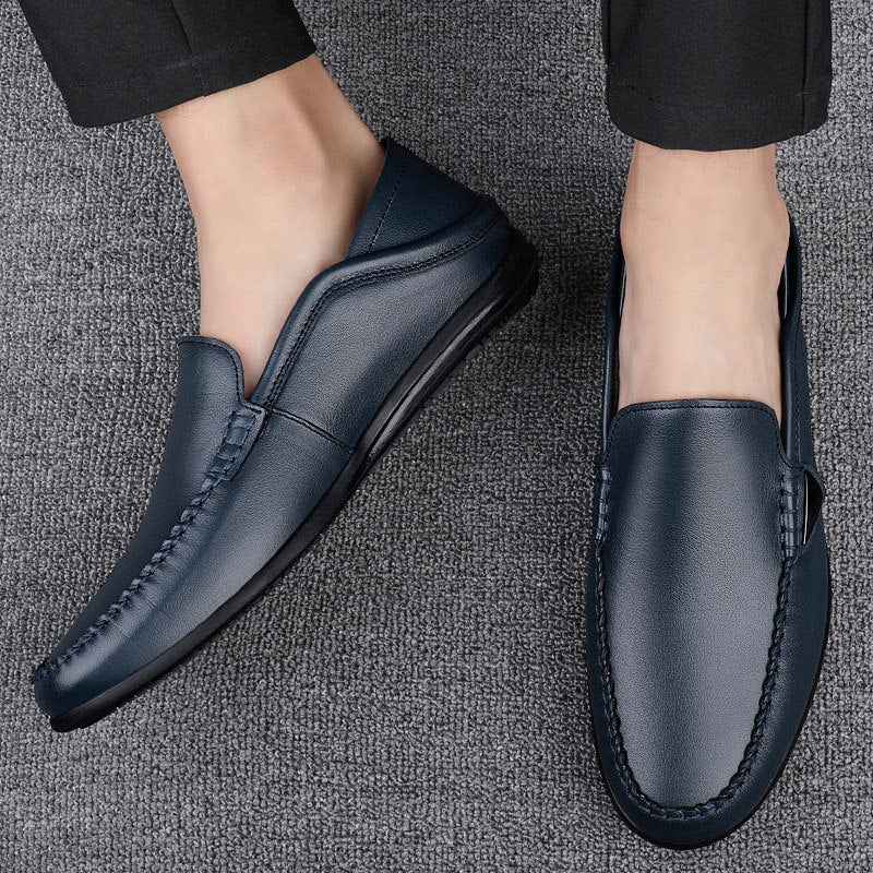 Men's Loafers 2026 Spring Men's Shoes Genuine Leather Soft Sole Large Size Cowhide Shoes Men's Leather Shoes Men's Flat Comfortable Shoes