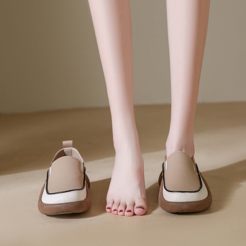 Thick-soled loafers women's 2024 new vintage platform cake heel step-in small leather shoes increased British style loafers