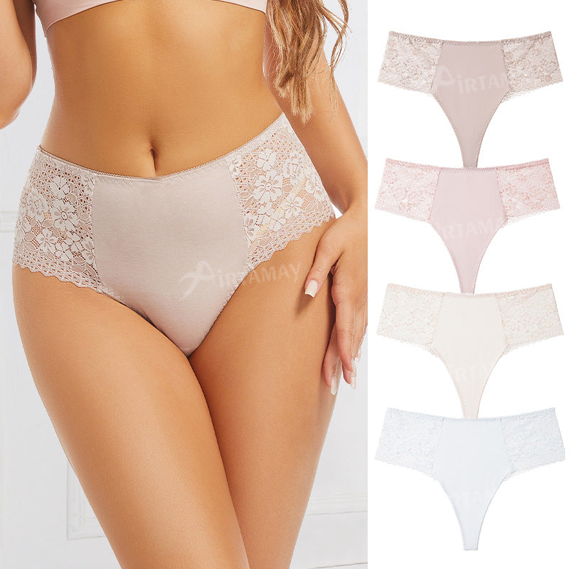 Sports Yoga Female Sexy Lace Splicing Underwear Women's Seamless Underwear Cross-Border European and American Large Size Briefs