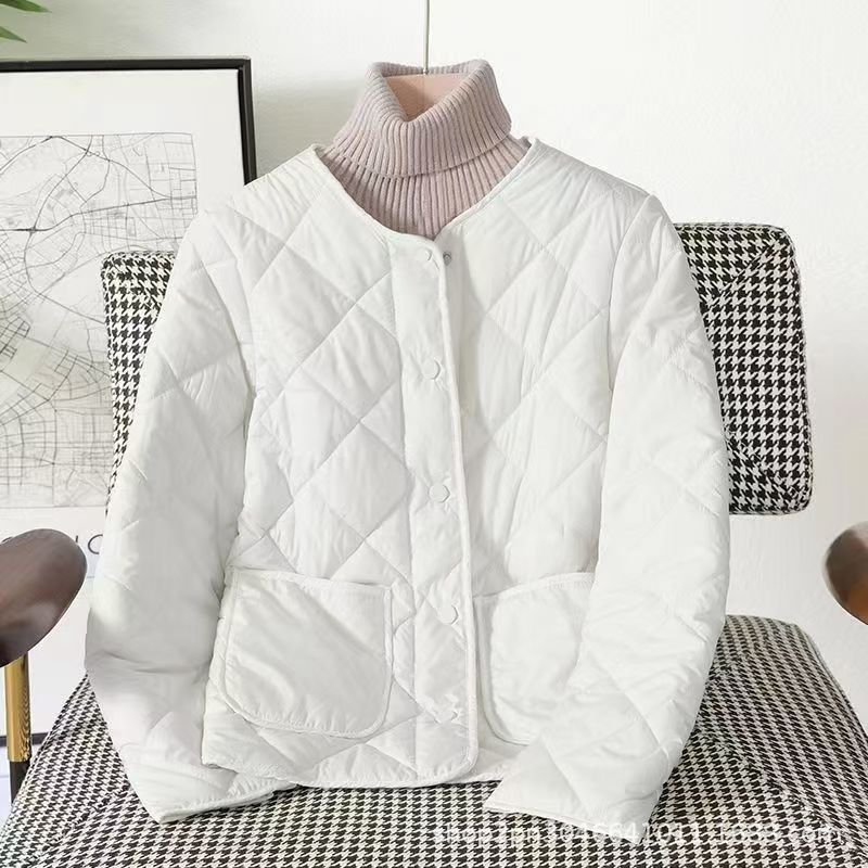 2024 new down cotton-padded jacket women's short fleece-lined padded liner cotton-padded jacket round neck warm bottoming inner wear small cotton-padded jacket