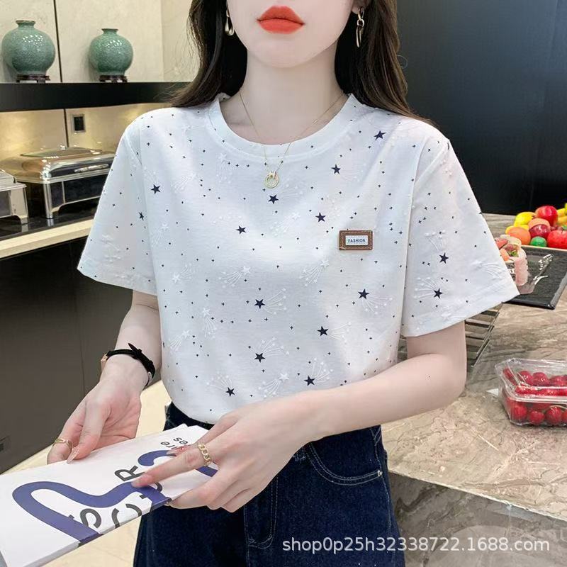 Short-Sleeved T-Shirt for Women, White Half-Sleeved T-Shirt, Summer Wear, 2026 New Korean Style Loose Large Size Women's Summer Top
