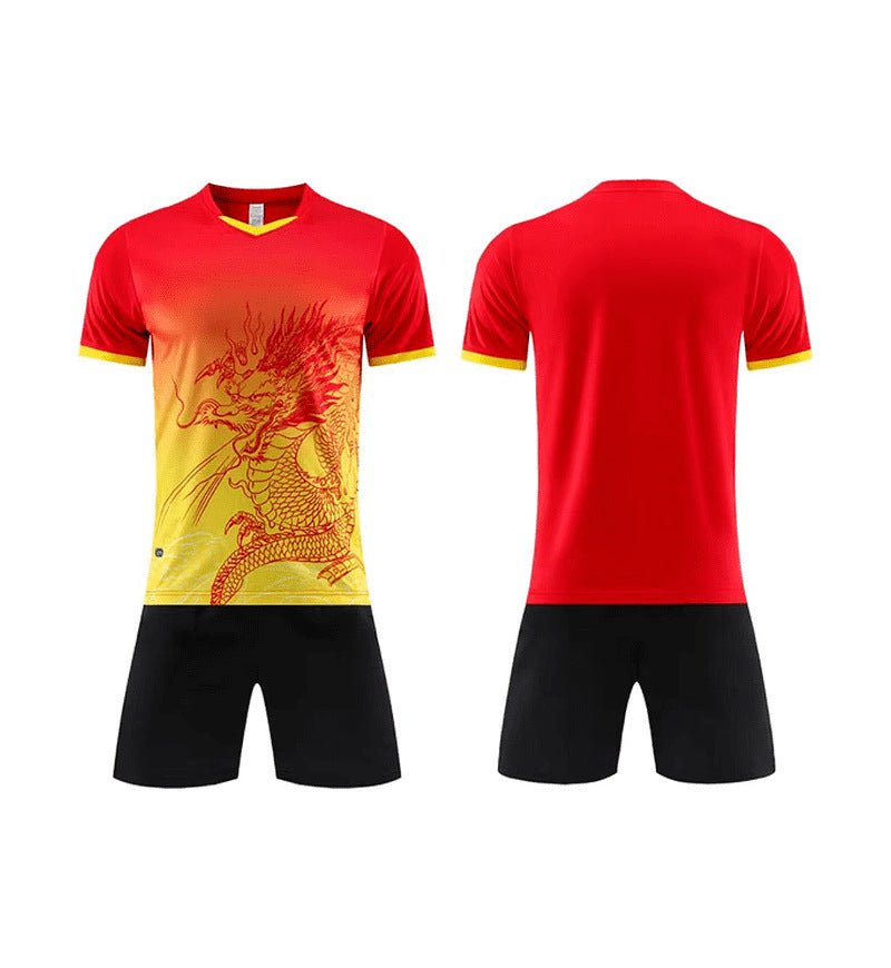 Sports Short-Sleeved Suit Summer Quick-Drying Sportswear Youth National Trend Group Training Suit Custom-Made Men's Short-Sleeved Shorts