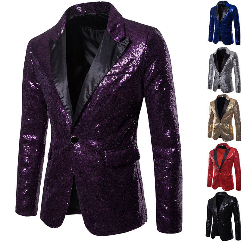 European and American Performance Suits, Gold Sequin Suits, Korean Suits, Nightclub Men's Clothing, Host Emcee Studio Jackets
