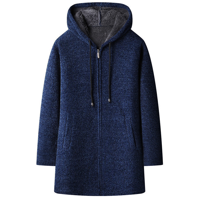 Good Quality Autumn and Winter New Men's Casual Mid-length Jacket All-match fleece-lined Coat Jacket 6619-P55