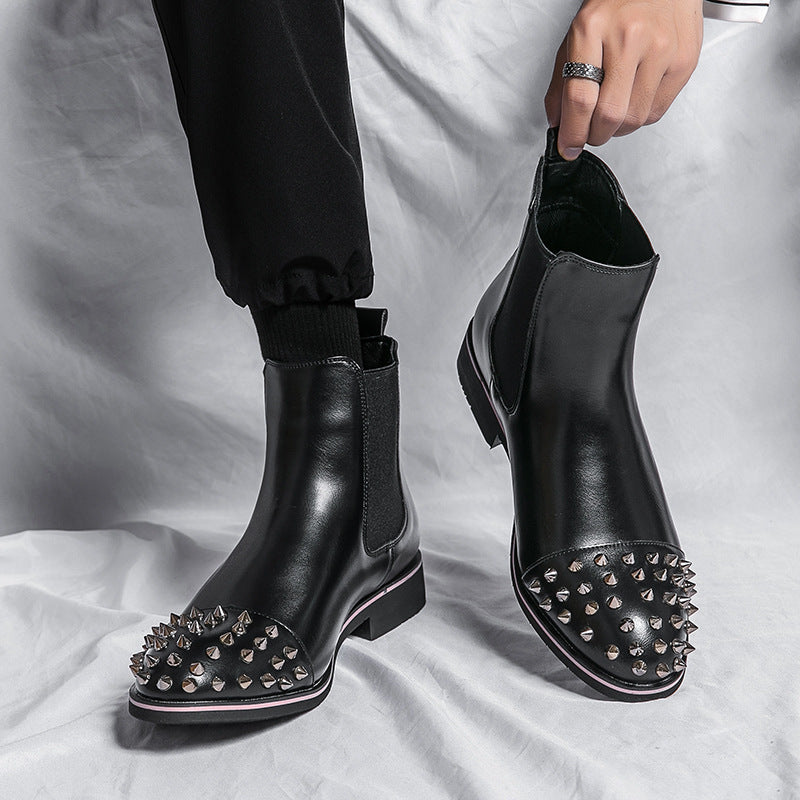 Men's leather boots cross-border plus size new shoes fashion British style rivets casual boots vintage Martin boots wholesale