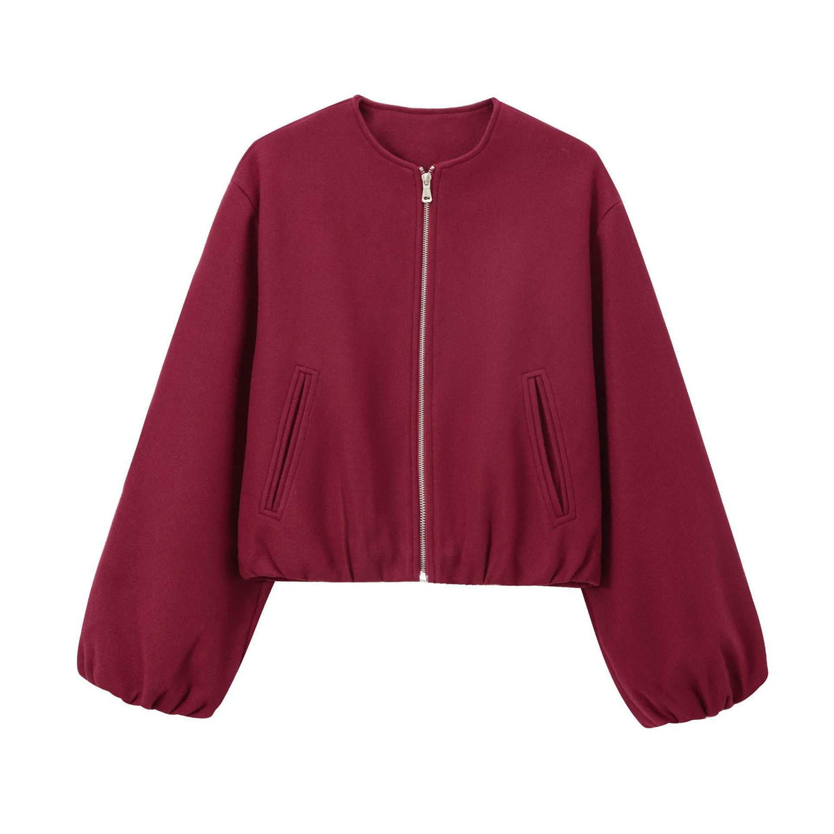 Jacket Soft Foreign Trade Spring New Women's European and American Style Short Round Neck Pilot Zipper