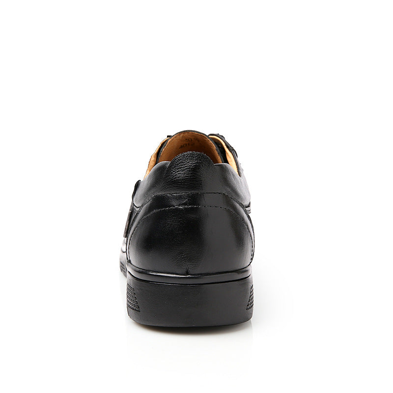 Men's formal leather shoes new low heel youth top leather fashion trend hand stitching casual lace-up men's shoes