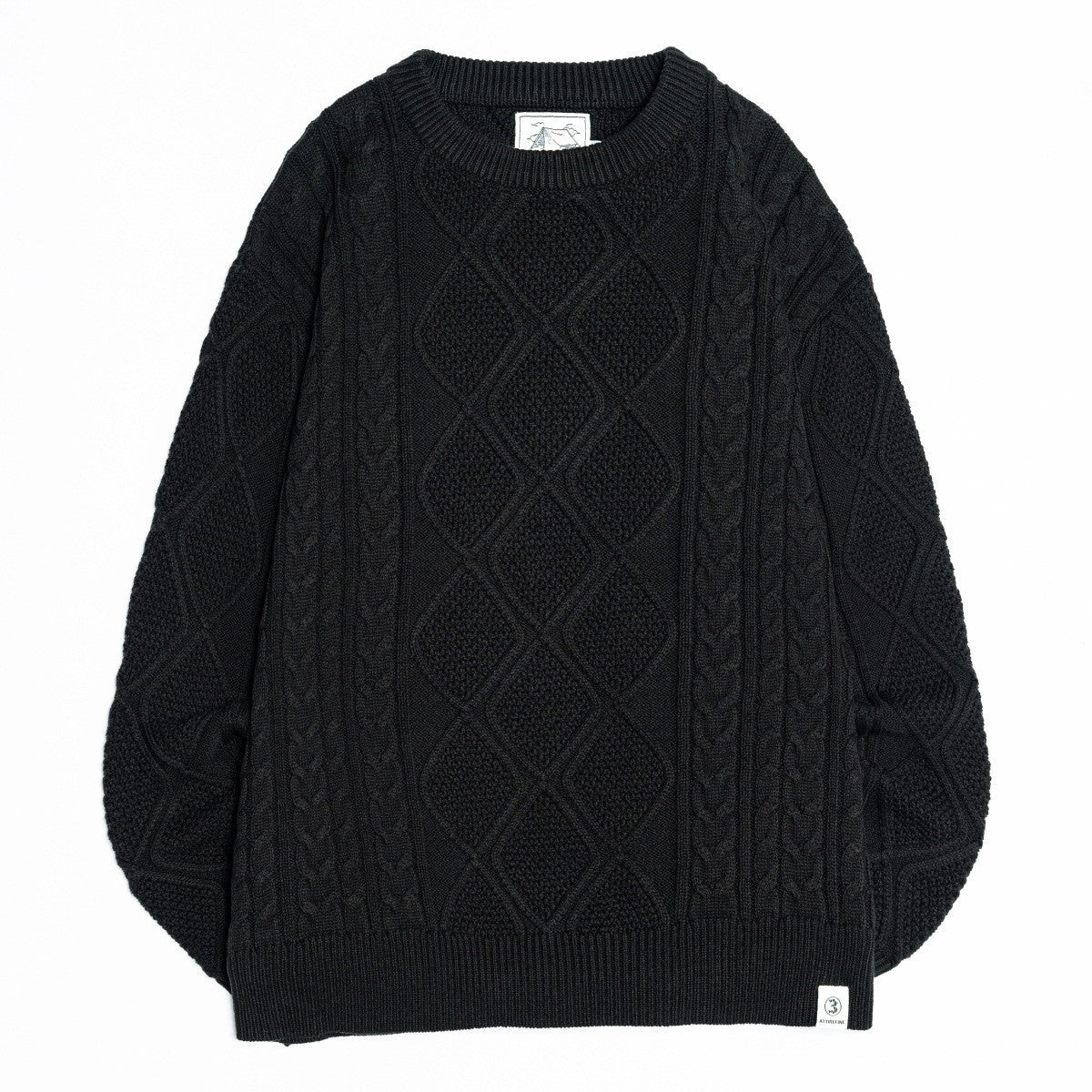 2024 American-style vintage twist knitted sweater men's loose round neck casual fashion brand all-match sweater men's gray and blue