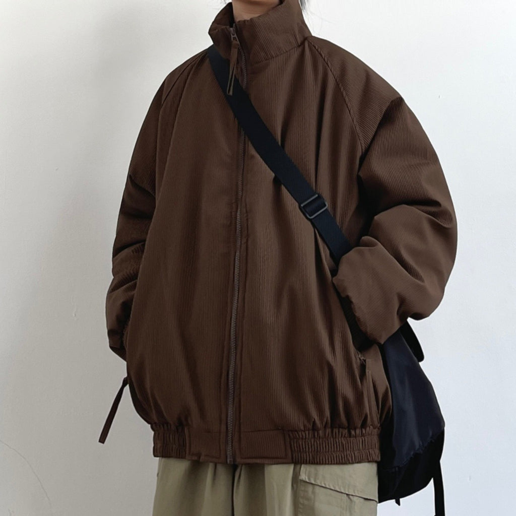 JOYZONE Winter American Style Retro Men's and Women's Unisex Cotton-padded Loose Thickened Vertical Collar Brand Jacket Warm Top