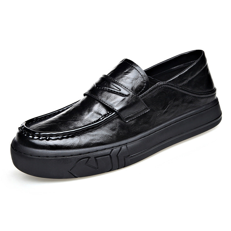 Men's Leather Shoes 2024 New Style Slip-On Formal Business Men's Shoes Soft Sole Round Toe Fashion Trend British Loafers