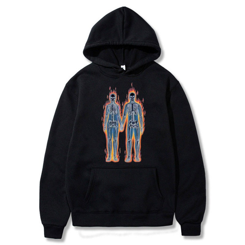 [Cross-border European Code] Skeleton Thermal Imaging Graphic Print Hoodie