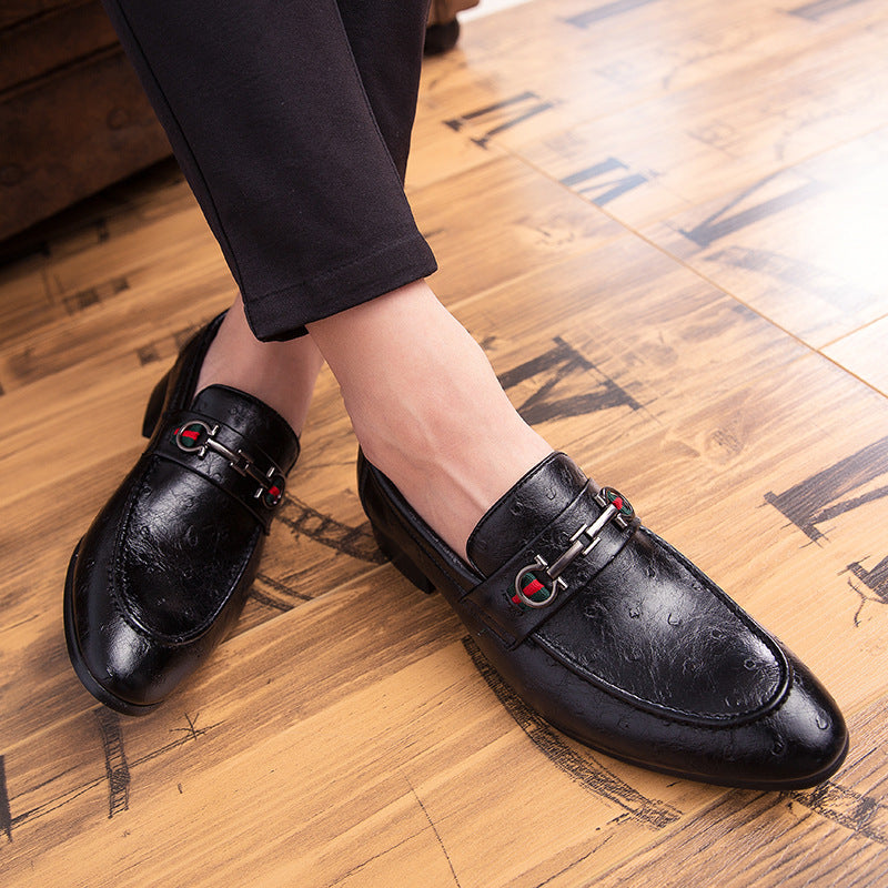 2025 Spring Men's Daily Work Shoes Business Formal Leather Shoes Amazon Cross-Border Slip-On Dad Shoes