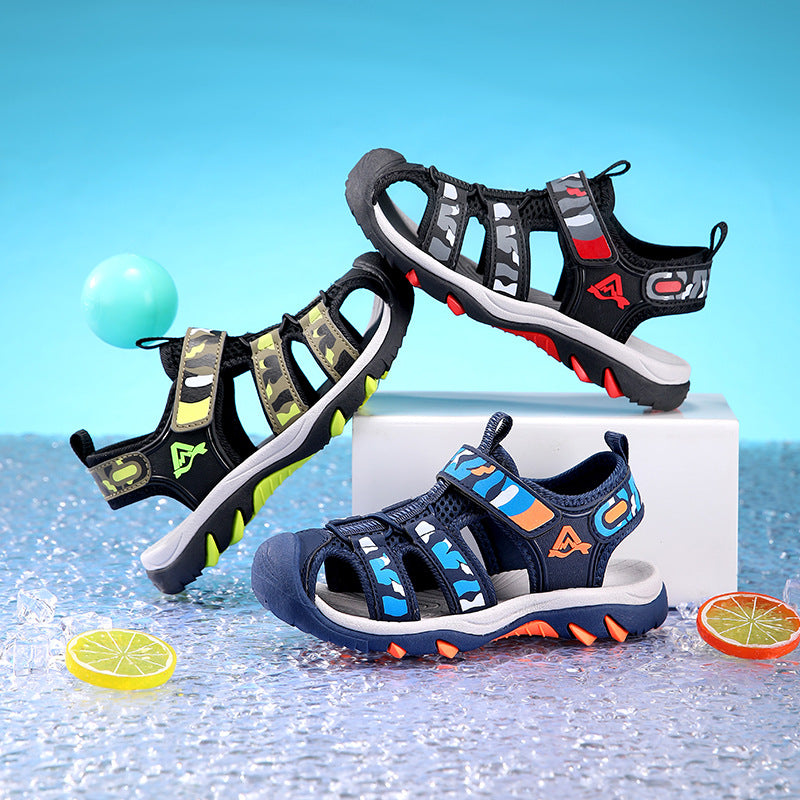 Children's sandals summer breathable wear-resistant baotou sandals boys soft-soled non-slip outdoor beach shoes cross-border wholesale