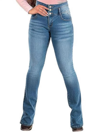 Women's Jeans 2025 New Style Amazon Cross-Border Independent Site Amazon Low-Rise Pants Retro High-Waisted Ripped Button