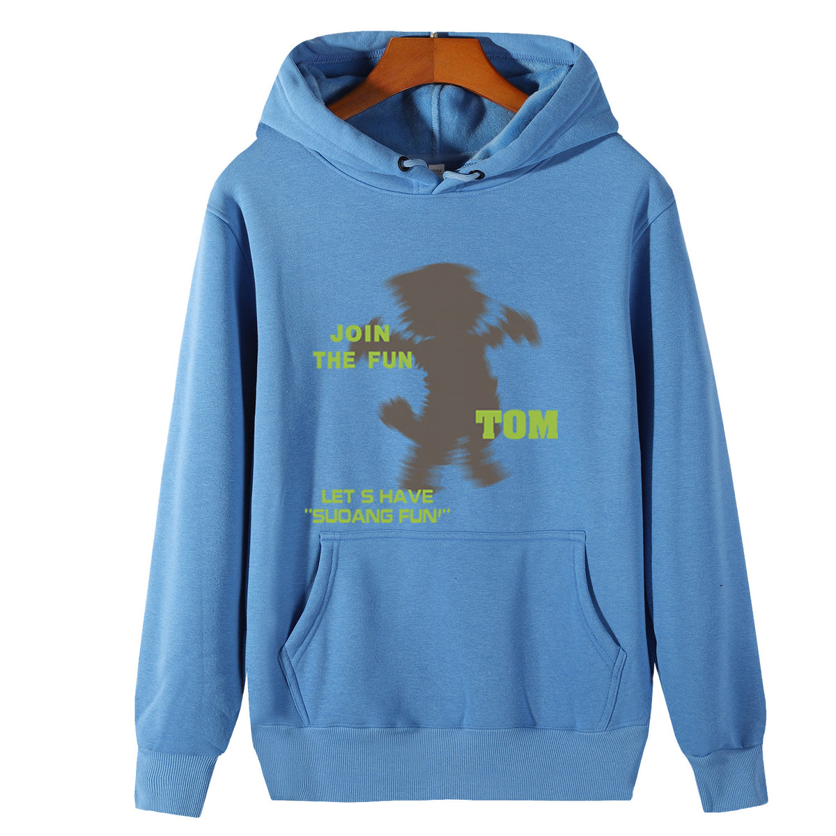 American Style Retro Trendy Fun Printed Hooded Sweat Autumn and Winter fleece-lined Loose Casual Hooded Top