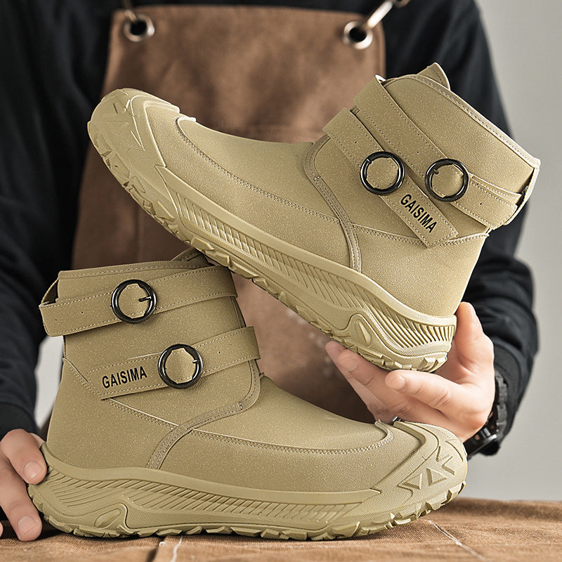 Autumn and Winter New Men's High-top Thick-soled Martins Trendy British Outdoor Tooling Casual Short Boots Live Anti-slip Men's Boots