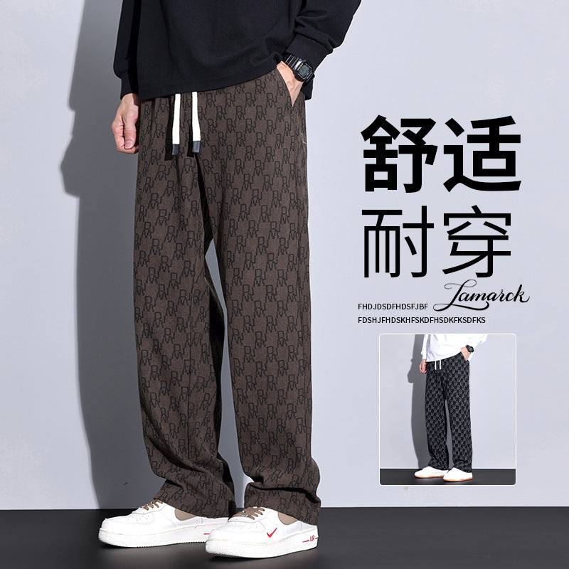 Casual Pants for Boys Spring and Autum Loose Tight Waist Long Pants Men's 2025 New American Fashion Brand Fashion Straight Pants
