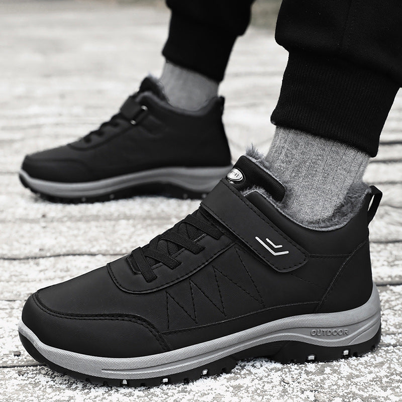 Shoes Men's Cotton Shoes Winter Thickened Velvet Outdoor Casual Snow Boots Velcro Walking Shoes Men's and Women's Same Style Dropshipping