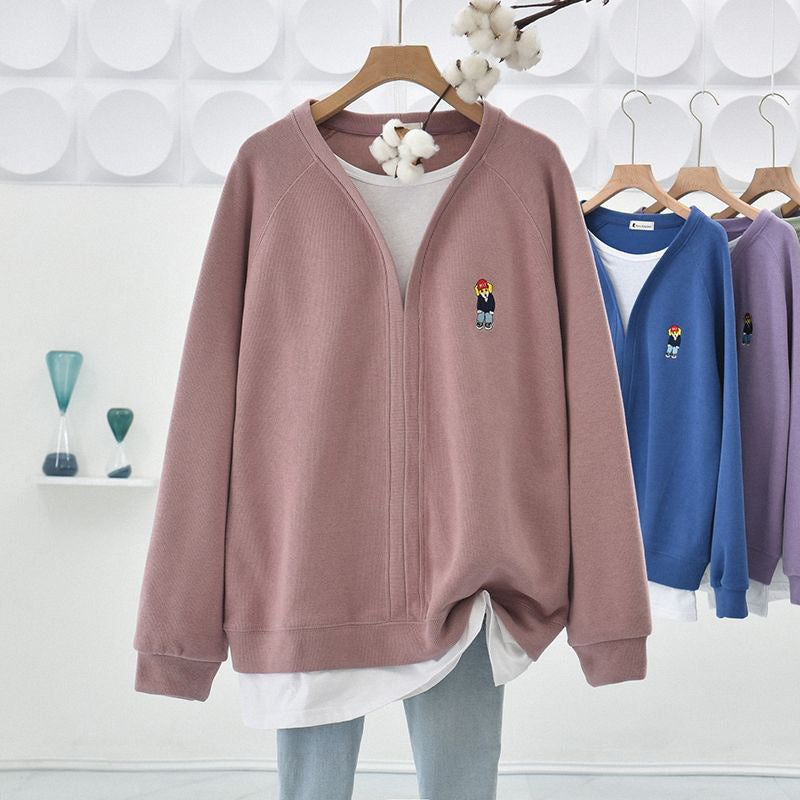 Women's Sweatshirt 2026 Spring, Autumn, and Winter New Style, Mid-Length, Loose, Stylish, Hip-Covering, Popular Top for Petite Figures